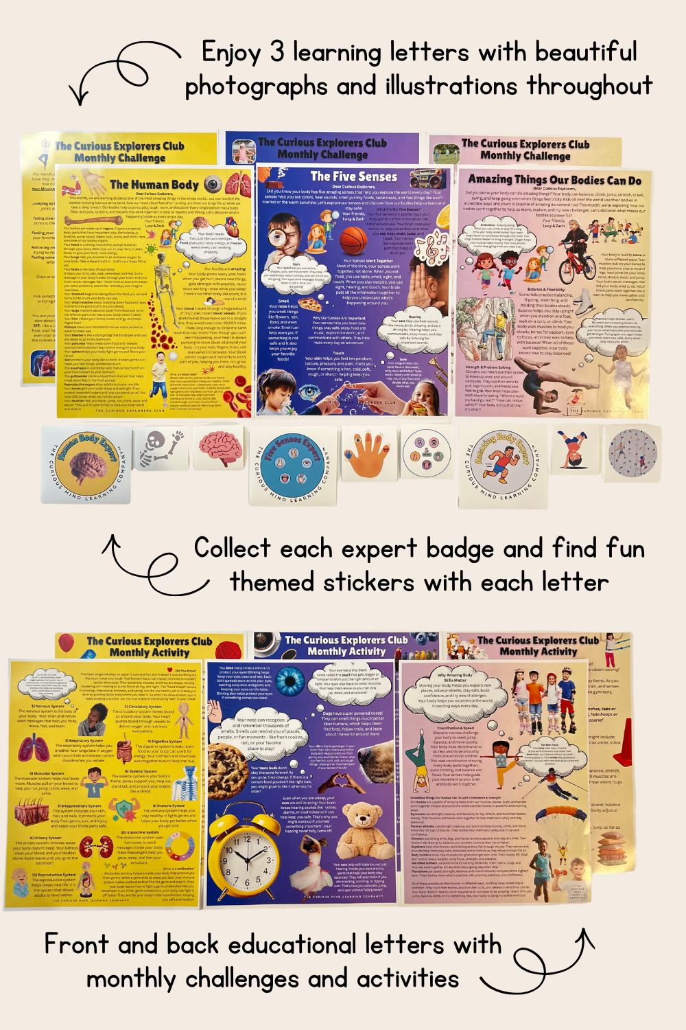 3 Pack Letter Bundle | The Human Body, The Five Senses, & Amazing Bodies | Physical Mail Edition