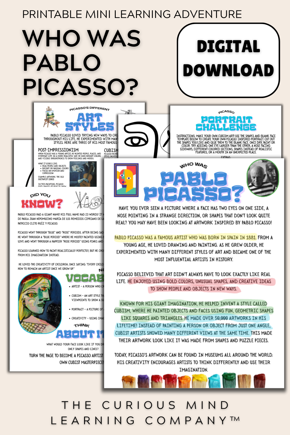 Who Was Pablo Picasso? | Printable Mini Learning Adventure