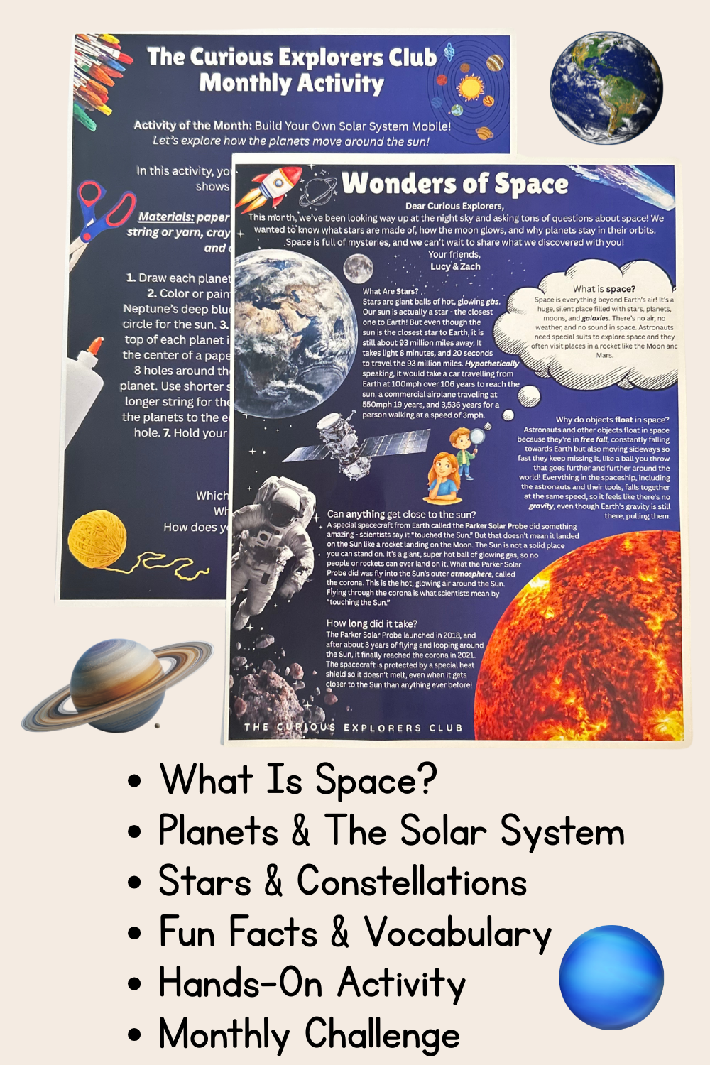 Wonders of Space Letter | The Curious Explorers Club | Physical Mail Edition
