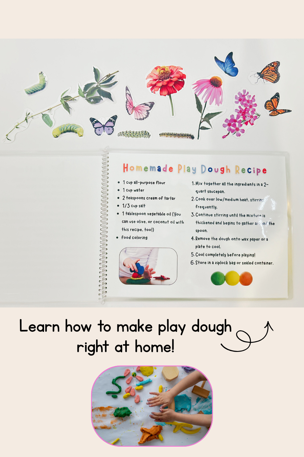 Butterfly Life Cycle Play Dough Book | Printable Hands-On Learning Activity