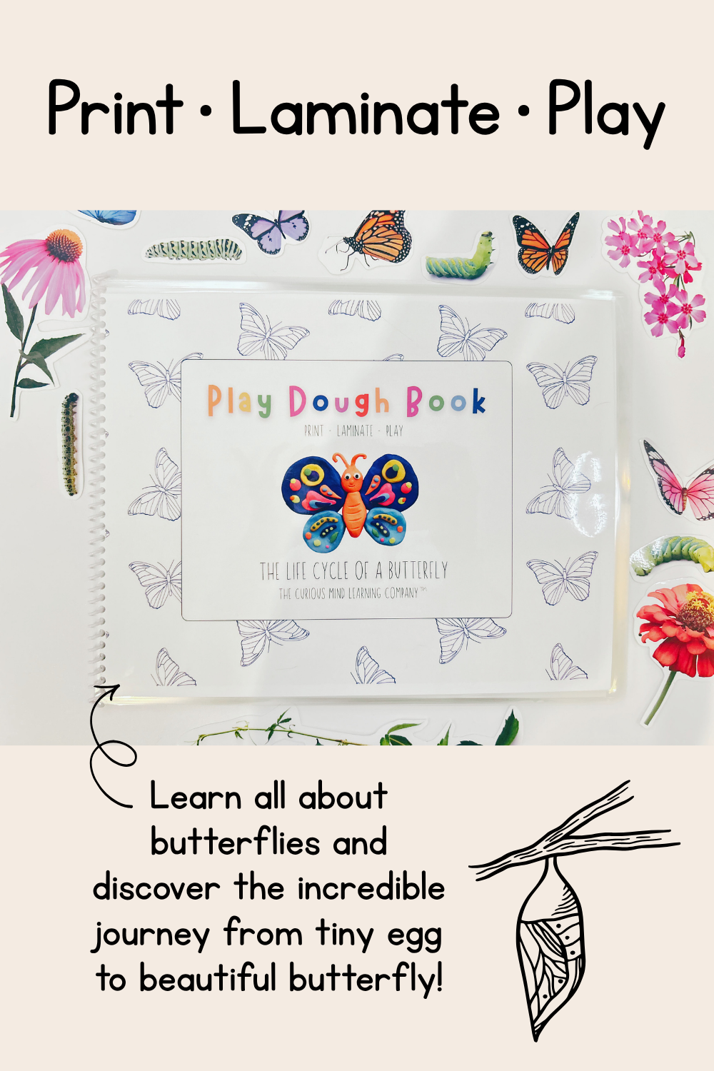 Butterfly Life Cycle Play Dough Book | Printable Hands-On Learning Activity