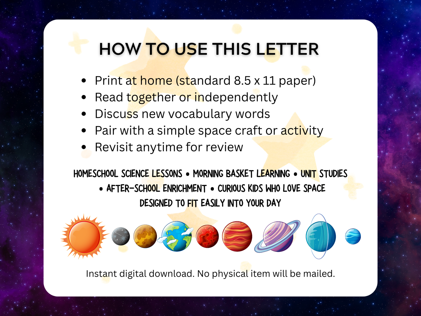 Wonders Of Space Letter | Digital Download
