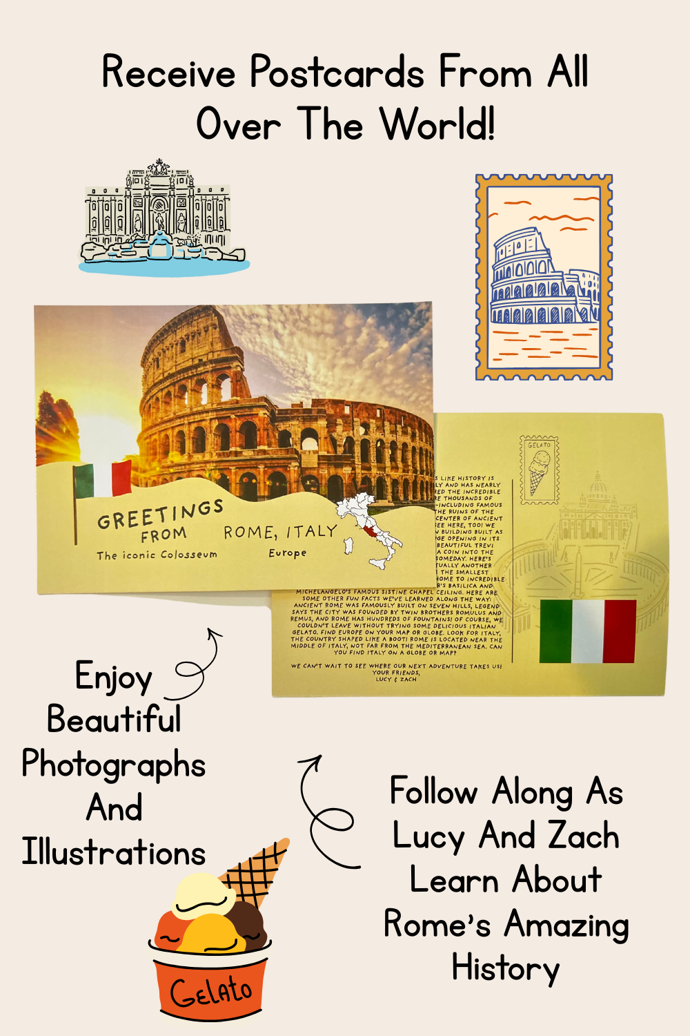 Postcards | Rome, Italy - The Iconic Colosseum | Physical Mail Edition