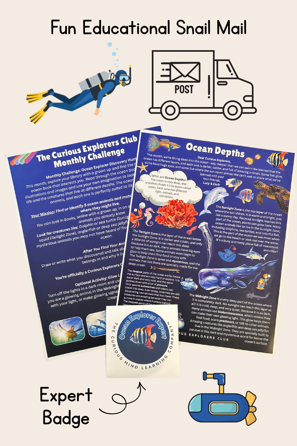 Ocean Depths Letter | The Curious Explorers Club | Physical Mail Edition