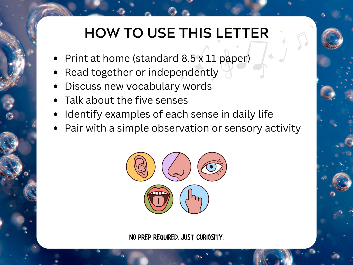 The Five Senses Letter | Digital Download
