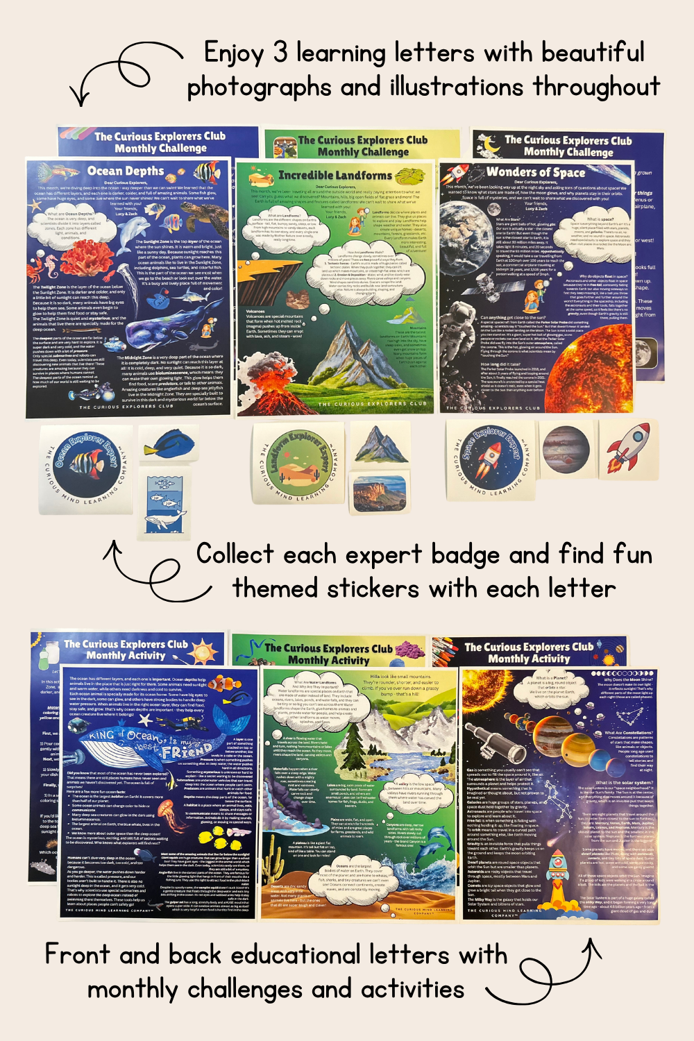 3 Pack Letter Bundle | Ocean, Landforms & Space | Physical Mail Edition