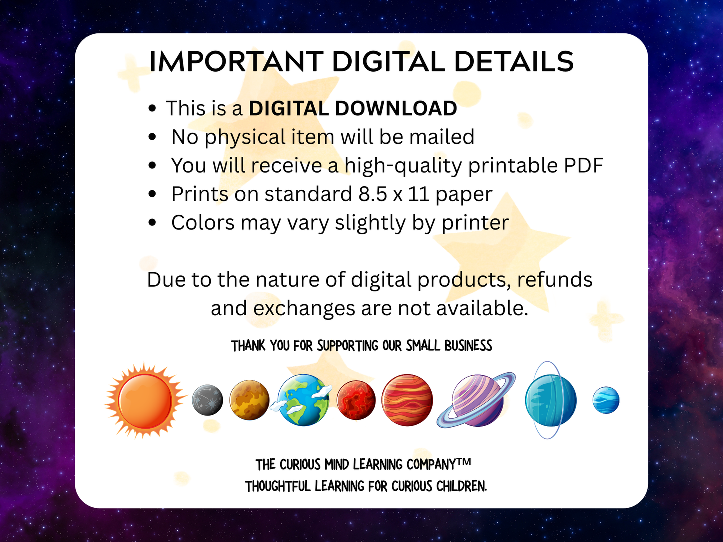 Wonders Of Space Letter | Digital Download