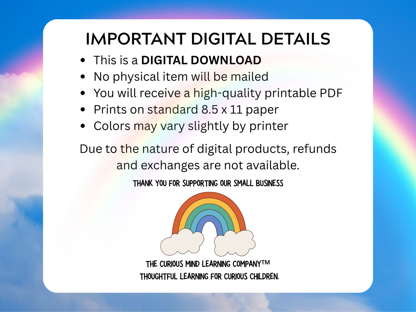 The Science Of Rainbows Letter | Digital Download