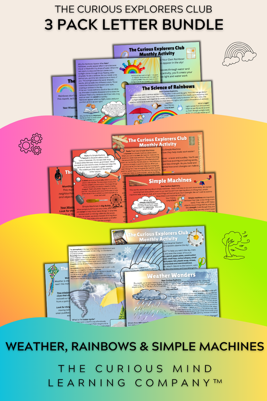3 Pack Letter Bundle | Weather Wonders, Rainbows, & Simple Machines | Physical Mail Edition