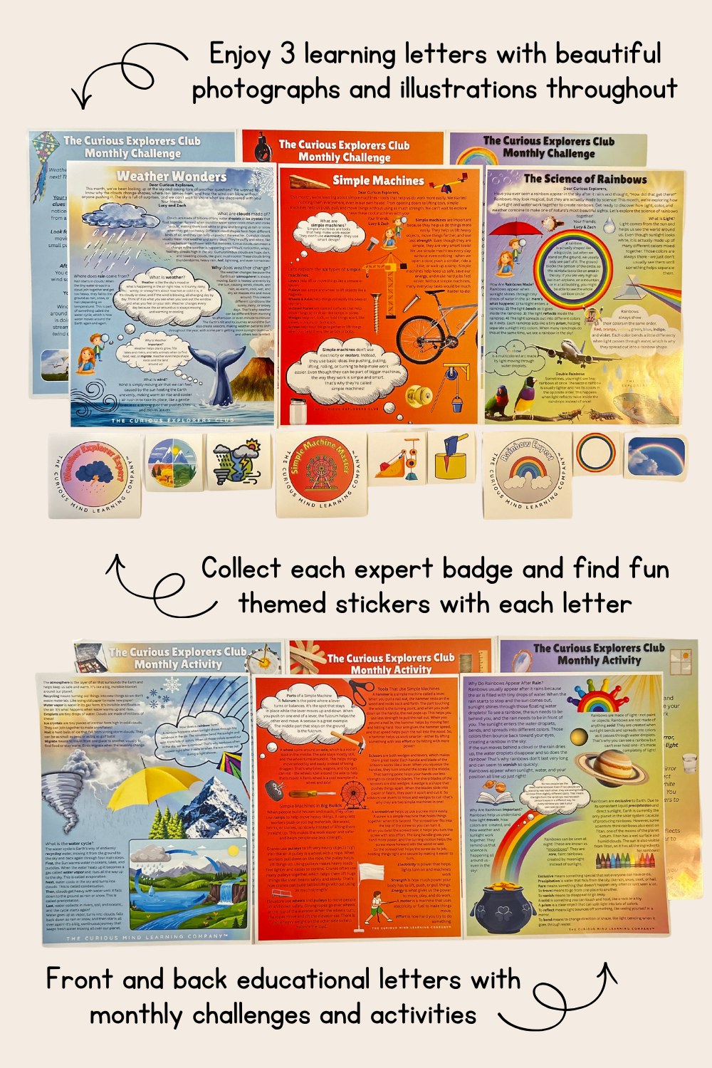 3 Pack Letter Bundle | Weather Wonders, Rainbows, & Simple Machines | Physical Mail Edition